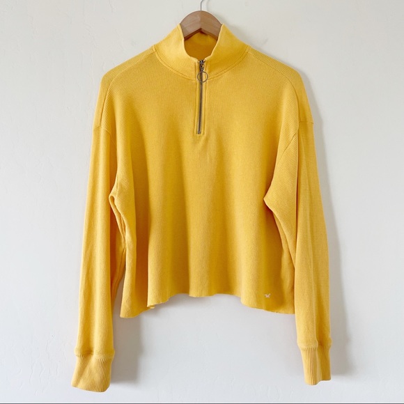 Hollister Tops - Hollister Yellow Quarter Zip Up Long Sleeve Pullover